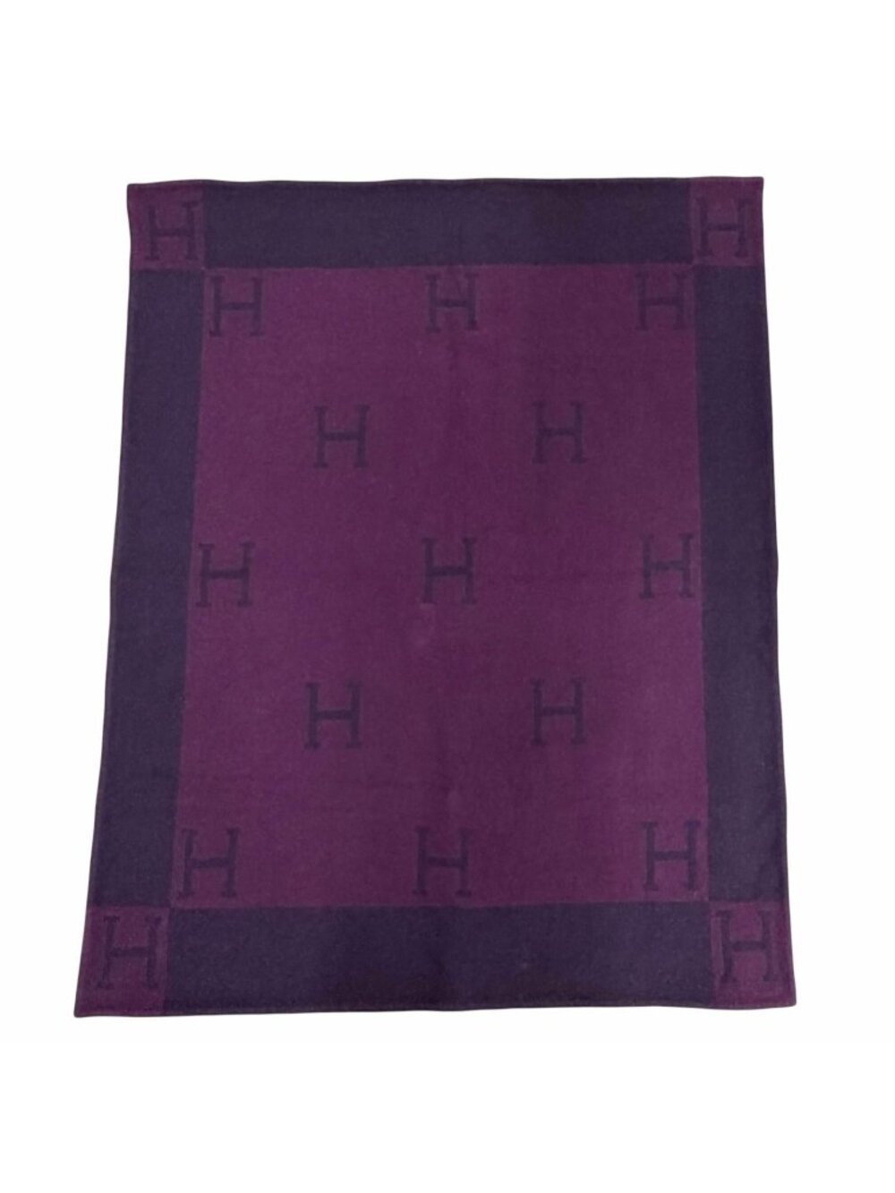 Hermes Vintage Avalon Logo Cashmere Blend Large Purple Recommended Blanket